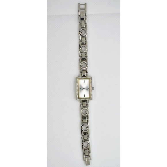 Vintage GUESS Tank Watch Crystal Bezel Silver Tone Rectangle - Y2K Aesthetic main image 13